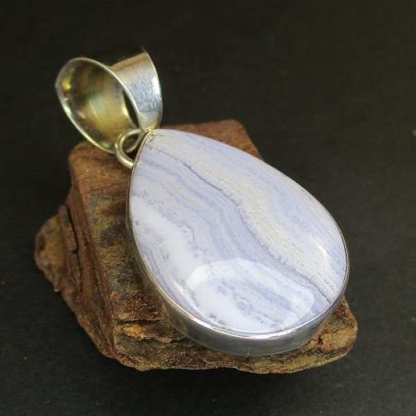 画像7: ナバホ族：E.Willie ブルーカルセドニー ペンダントトップ (7)