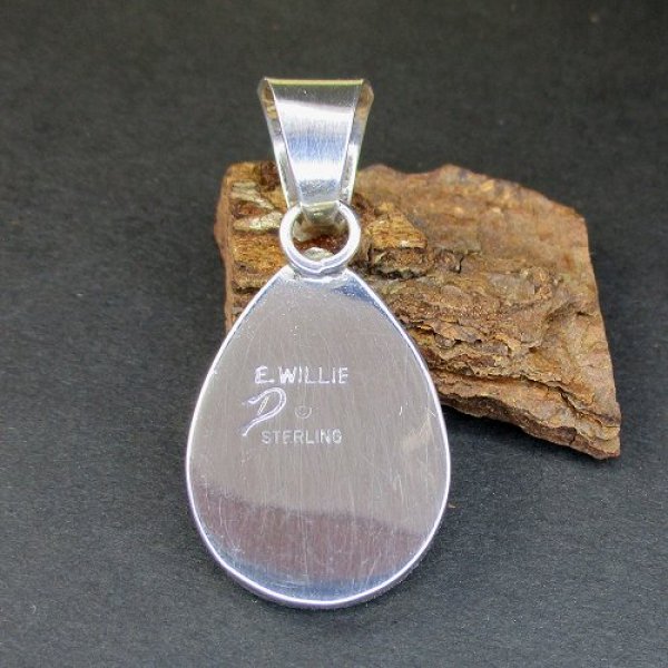 画像4: ナバホ族：E.Willie ブルーカルセドニー ペンダントトップ (4)