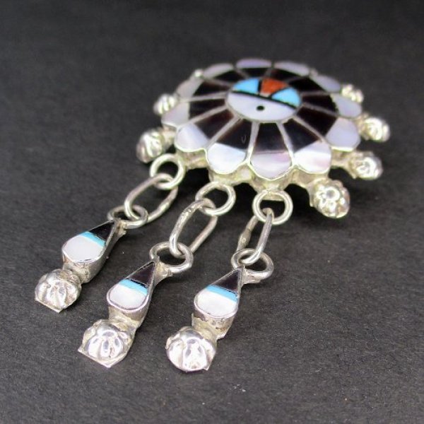 画像7: ズニ族：Abel Soseeahインレイ サンフェイス デザイン ペンダントトップ (7)