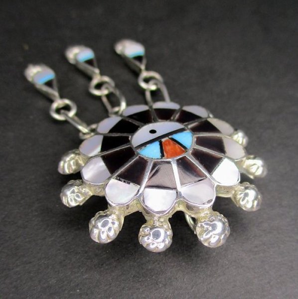 画像5: ズニ族：Abel Soseeahインレイ サンフェイス デザイン ペンダントトップ (5)