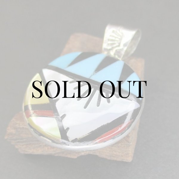 画像8: ズニ族：C.M.Booqua マルチカラー インレイ ペンダントトップ (8)