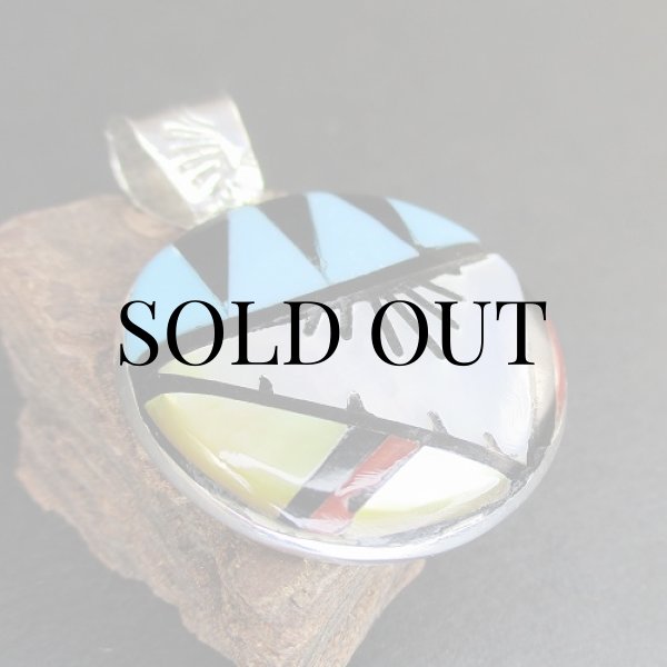 画像7: ズニ族：C.M.Booqua マルチカラー インレイ ペンダントトップ (7)