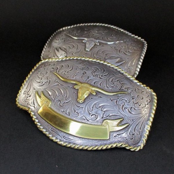 画像7: ロングホーンモチーフ トロフィーバックル (7)