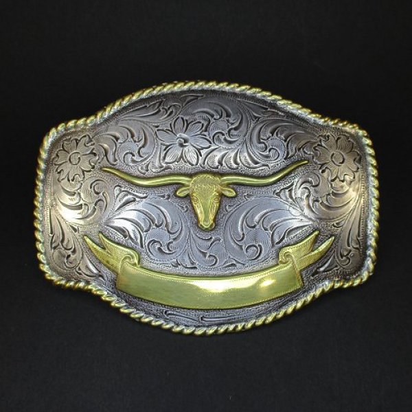 画像3: ロングホーンモチーフ トロフィーバックル (3)