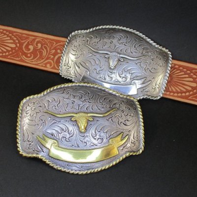 画像3: ロングホーンモチーフ トロフィーバックル