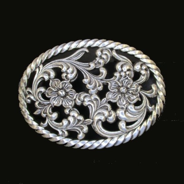 画像1: オーバル オープンワーク フラワー トロフィーバックル (1)