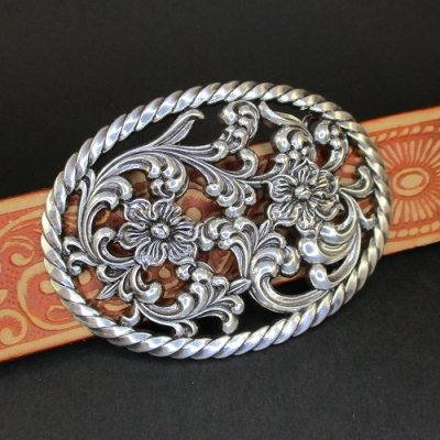 画像3: オーバル オープンワーク フラワー トロフィーバックル