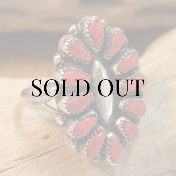 画像2: ズニ族：コーラル（サンゴ） クラスター リング 12.5号 (2)