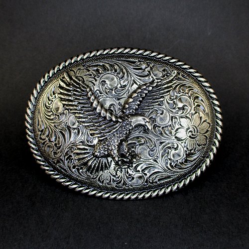 イーグルモチーフ オーバル スクロール トロフィーバックル